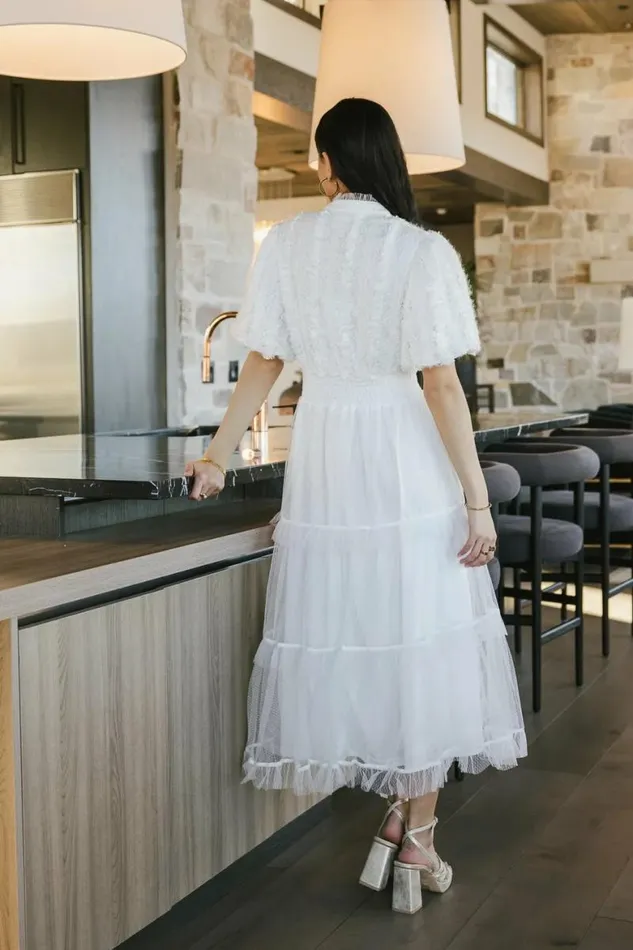 Padme Mesh Midi Dress In White White Women Bohme Dresses