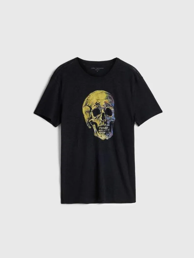 PAINTED SKULL TEE Black Clothing John Varvatos Polos
