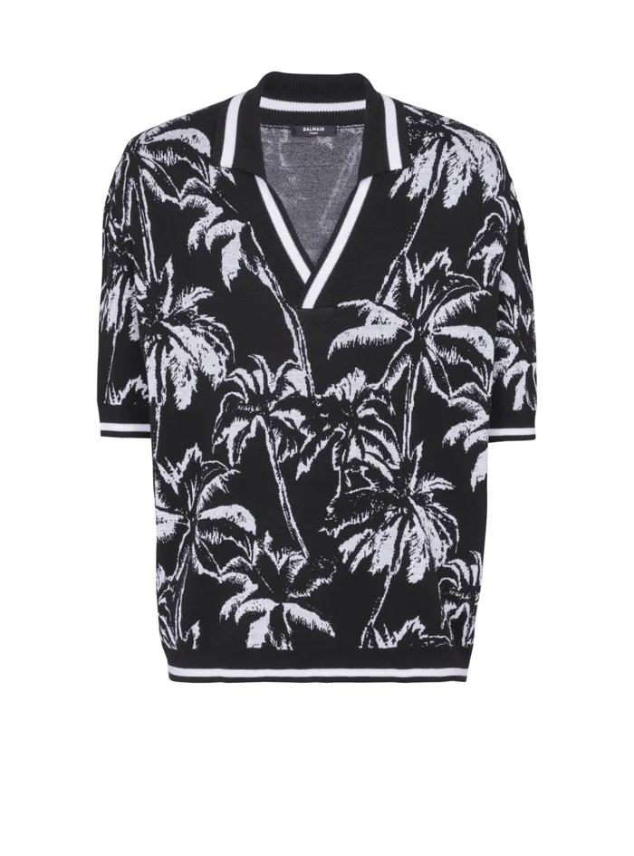 Palm Knit Polo Black Men Balmain Shirts And Polos