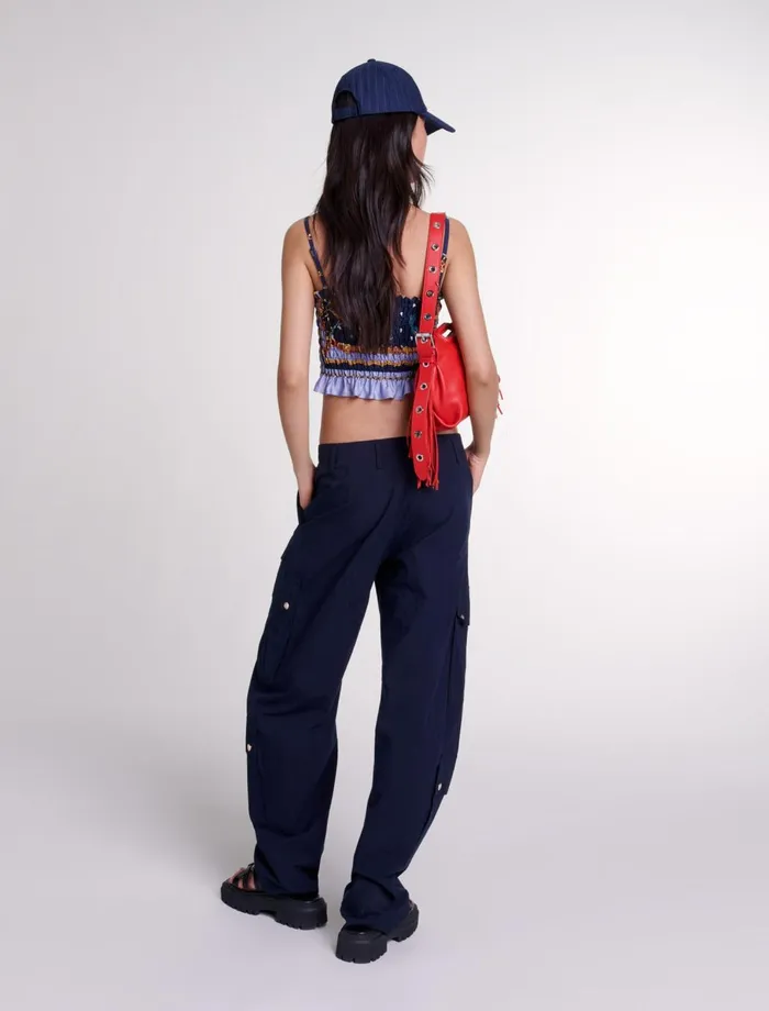 Pants and Jeans Women Maje Cargo Trousers Navy