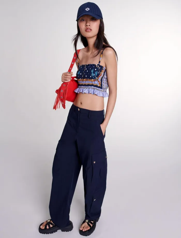 Pants and Jeans Women Maje Cargo Trousers Navy