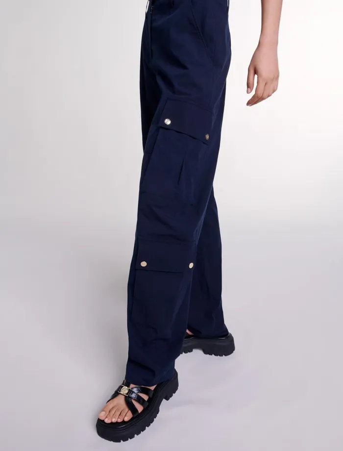 Pants and Jeans Women Maje Cargo Trousers Navy