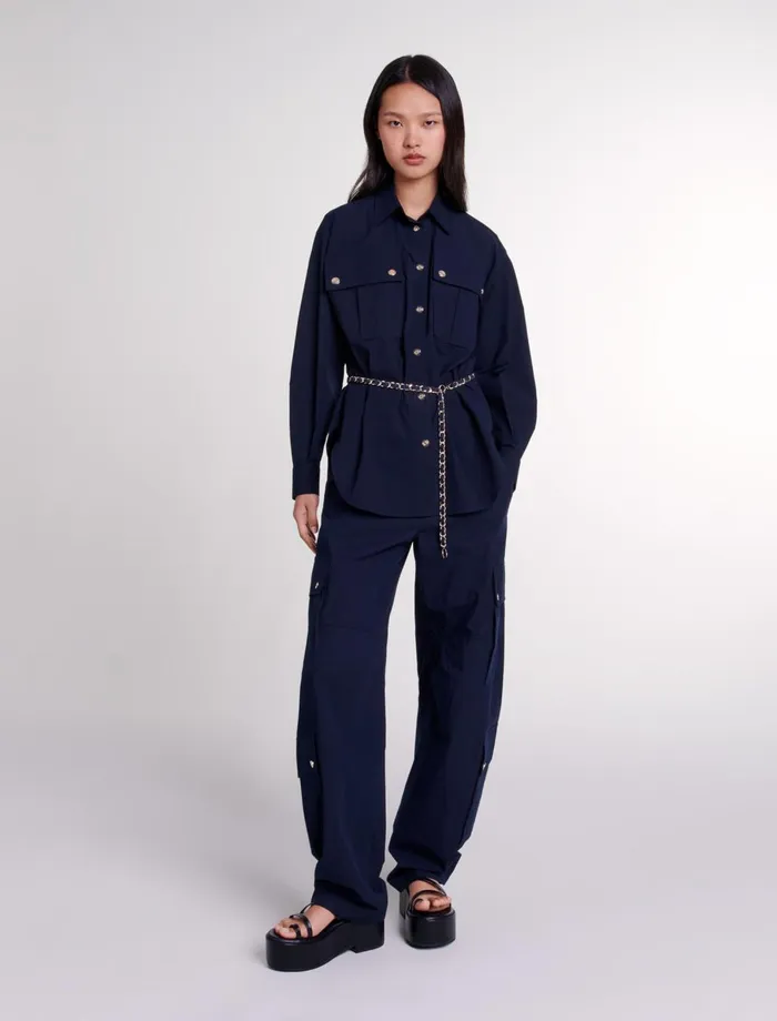 Pants and Jeans Women Maje Cargo Trousers Navy