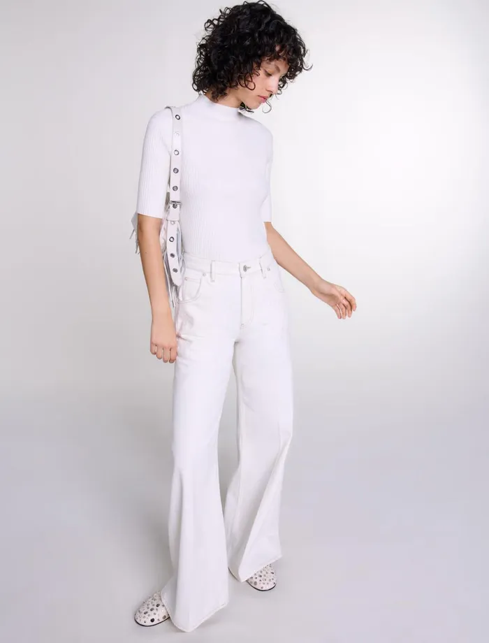 Pants and Jeans Women Maje Embroidered HighWaisted Jeans White