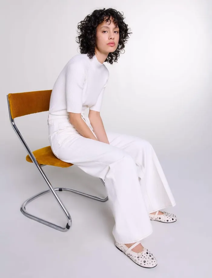Pants and Jeans Women Maje Embroidered HighWaisted Jeans White
