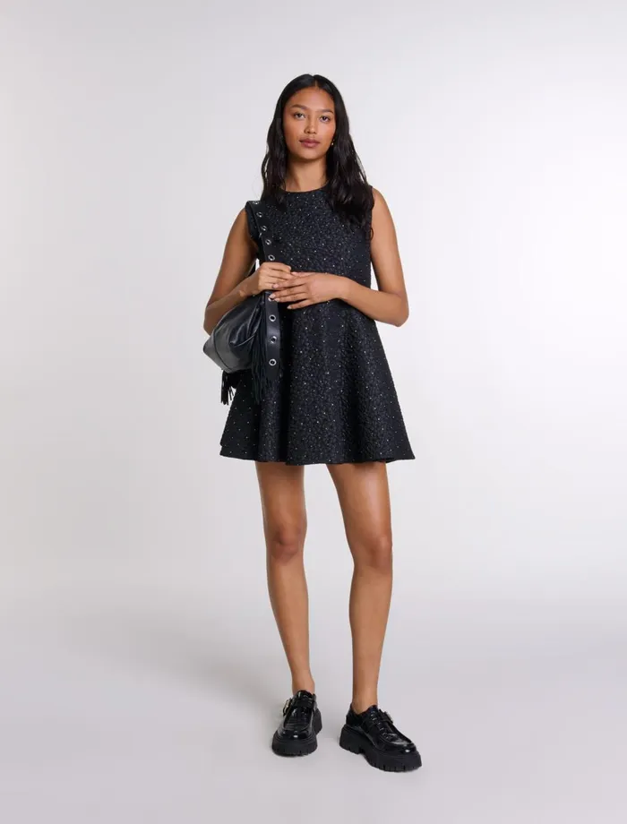Pants and Jeans Women Maje Rhinestone Playsuit Dress Black