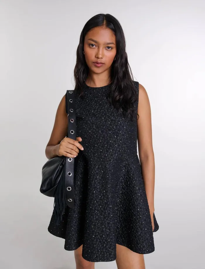 Pants and Jeans Women Maje Rhinestone Playsuit Dress Black