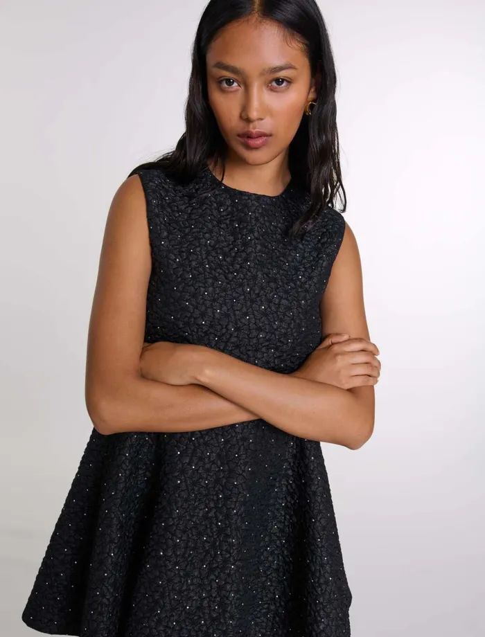 Pants and Jeans Women Maje Rhinestone Playsuit Dress Black