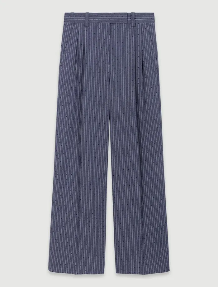 Pants and Jeans Women Maje Rhinestone Suit Trousers Gray Striped Tennis Rhinestone