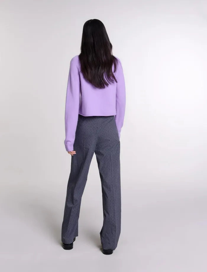Pants and Jeans Women Maje Rhinestone Suit Trousers Gray Striped Tennis Rhinestone