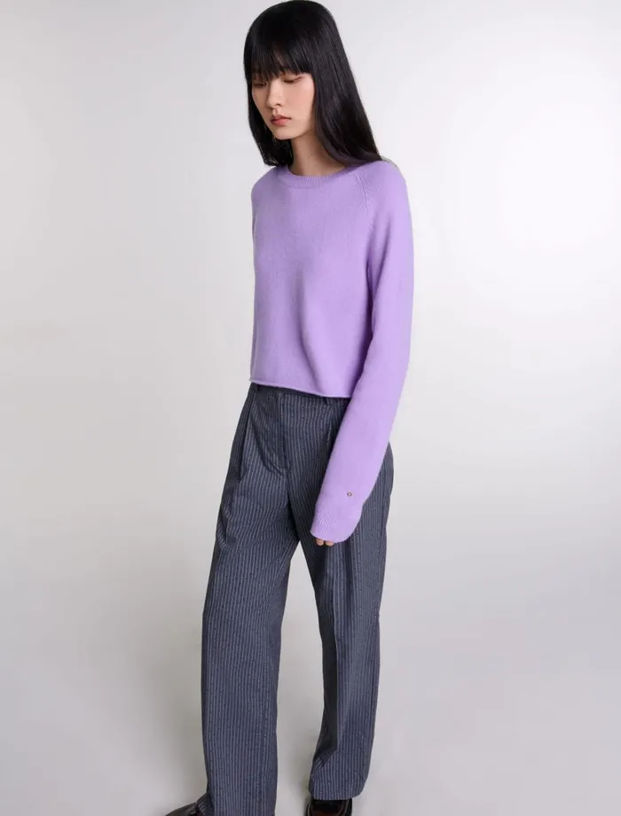 Pants and Jeans Women Maje Rhinestone Suit Trousers Gray Striped Tennis Rhinestone