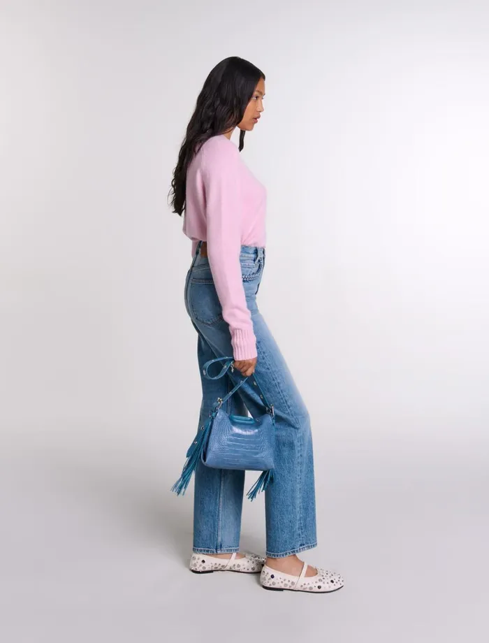 Pants and Jeans Women Maje StraightLeg Braided Detail Jeans Blue