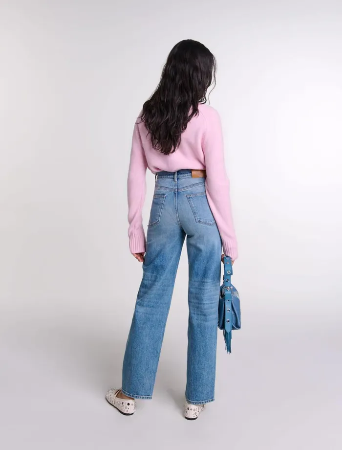 Pants and Jeans Women Maje StraightLeg Braided Detail Jeans Blue
