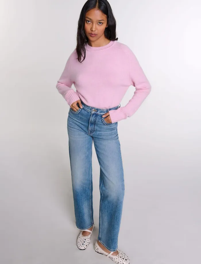 Pants and Jeans Women Maje StraightLeg Braided Detail Jeans Blue