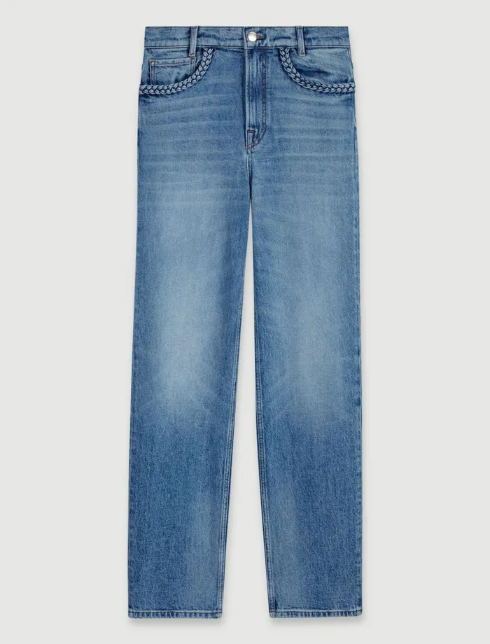Pants and Jeans Women Maje StraightLeg Braided Detail Jeans Blue