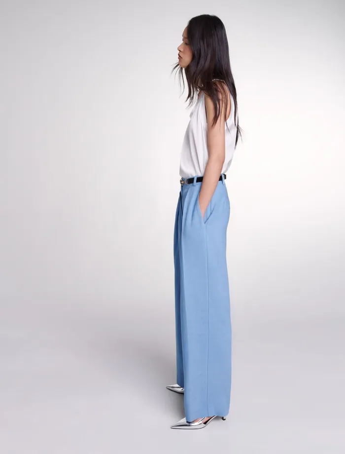 Pants and Jeans Women Maje WideLeg Suit Trousers With Pleats Blue