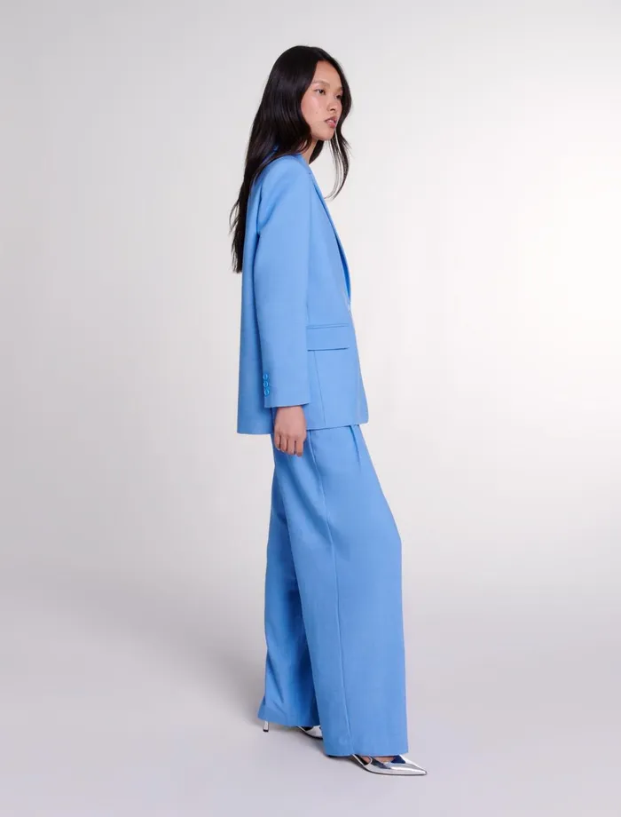 Pants and Jeans Women Maje WideLeg Suit Trousers With Pleats Blue