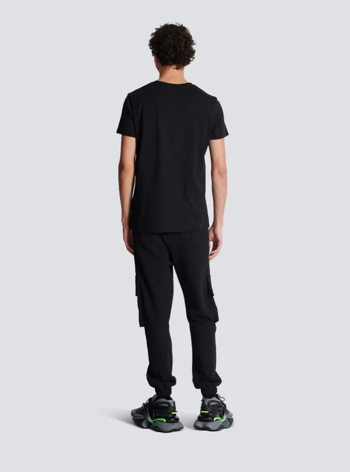Paris Flocked Shortsleeved Tshirt Black Men Balmain TShirts