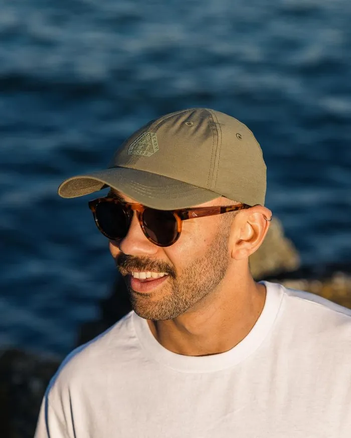Passenger Clothing Active Recycled 6 Panel Cap Dusty Olive WomenMen Caps and Hats
