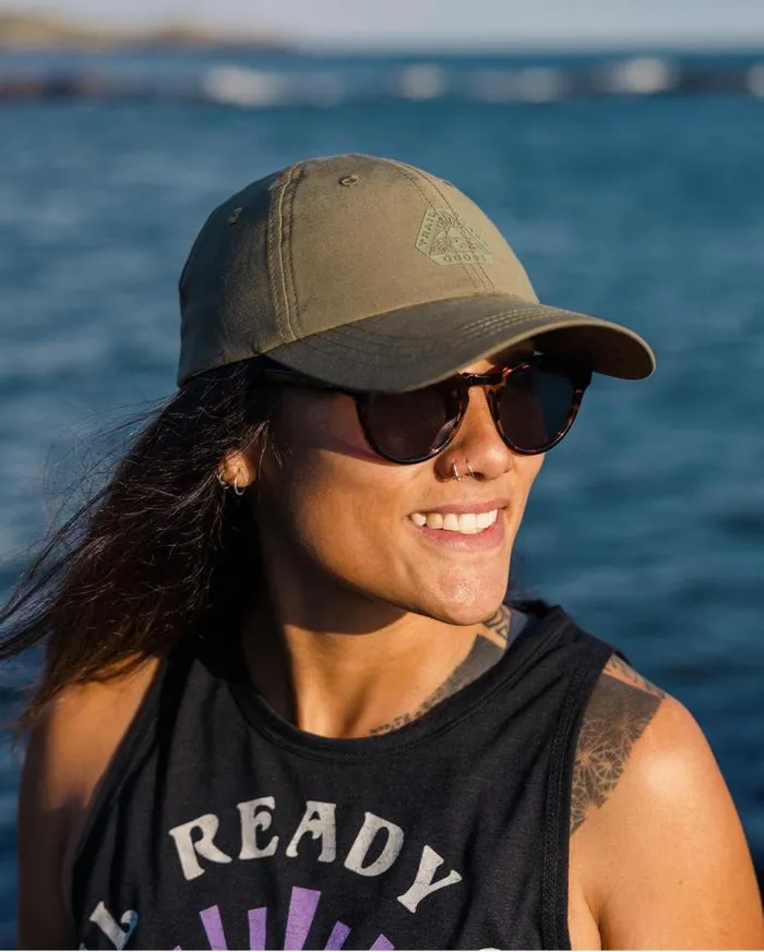 Passenger Clothing Active Recycled 6 Panel Cap Dusty Olive WomenMen Caps and Hats