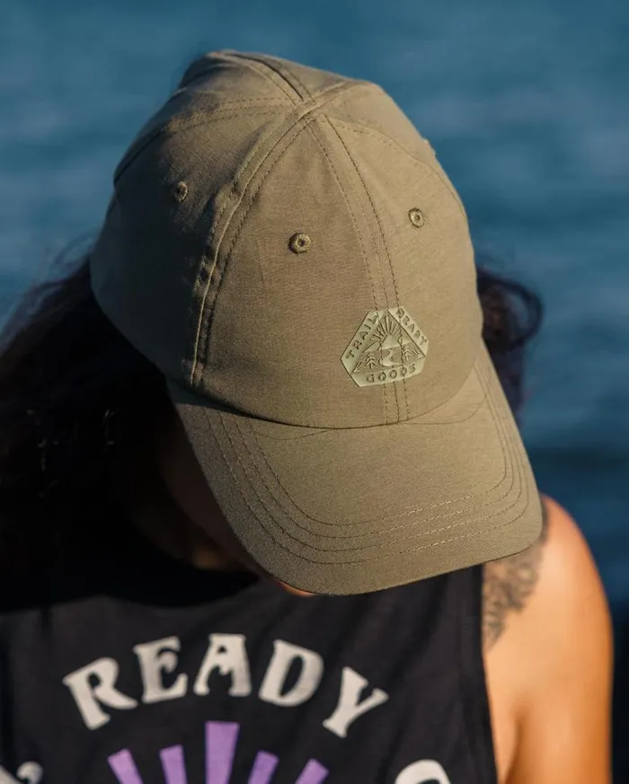 Passenger Clothing Active Recycled 6 Panel Cap Dusty Olive WomenMen Caps and Hats