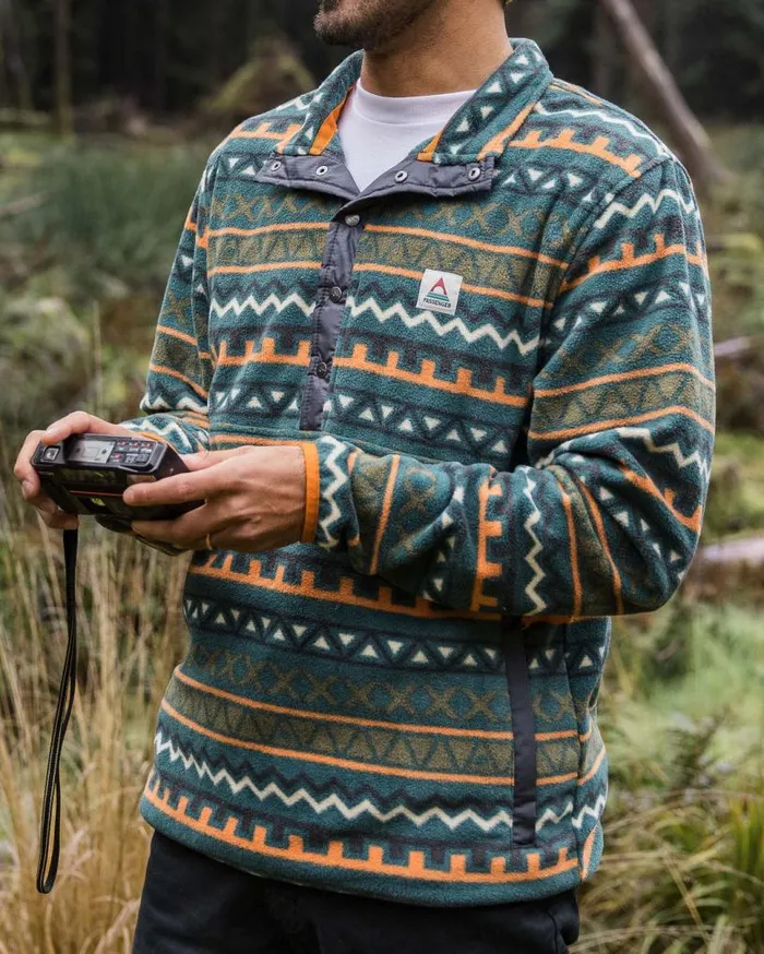 Passenger Clothing Adrift Recycled Polar Fleece Retro Geo Mediterranean Men Fleece