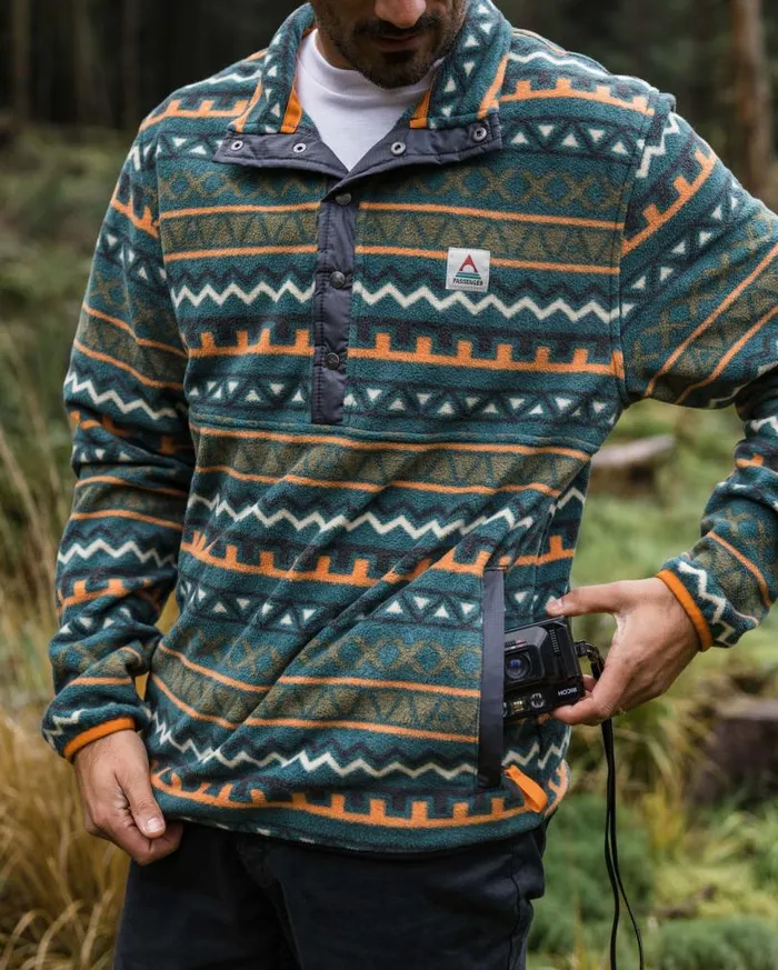 Passenger Clothing Adrift Recycled Polar Fleece Retro Geo Mediterranean Men Fleece