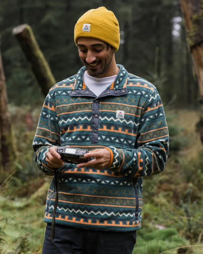 Passenger Clothing Adrift Recycled Polar Fleece Retro Geo Mediterranean Men Fleece