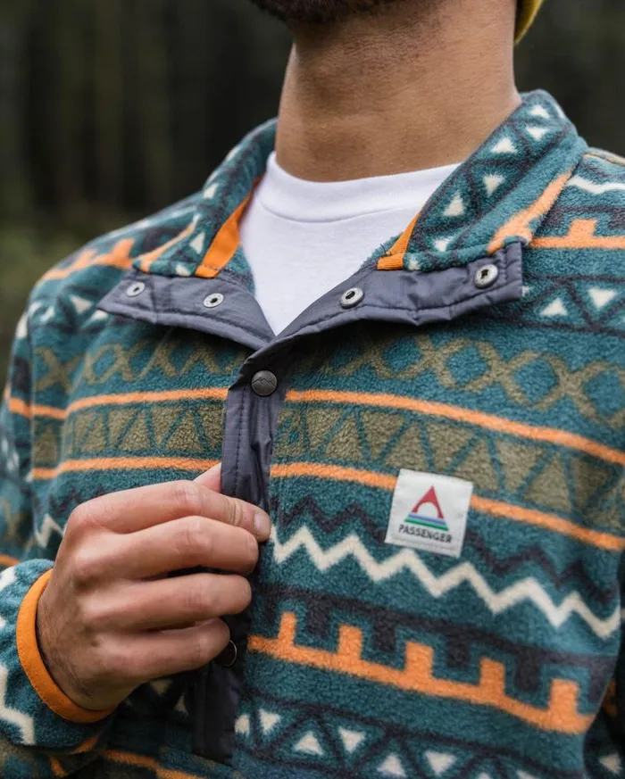 Passenger Clothing Adrift Recycled Polar Fleece Retro Geo Mediterranean Men Fleece