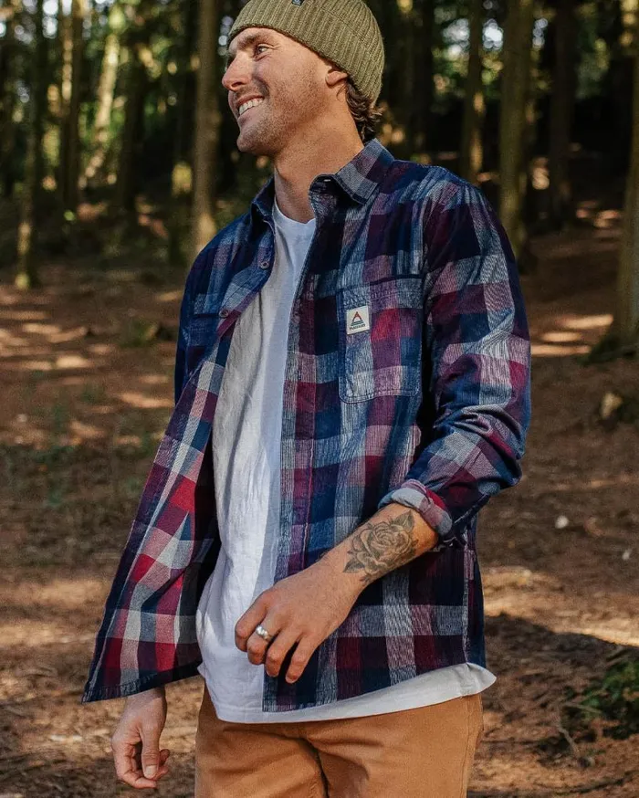 Passenger Clothing Backcountry Cord Check Shirt Rich Navy Men Shirts