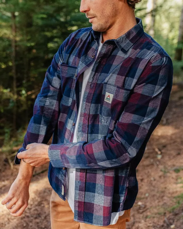 Passenger Clothing Backcountry Cord Check Shirt Rich Navy Men Shirts