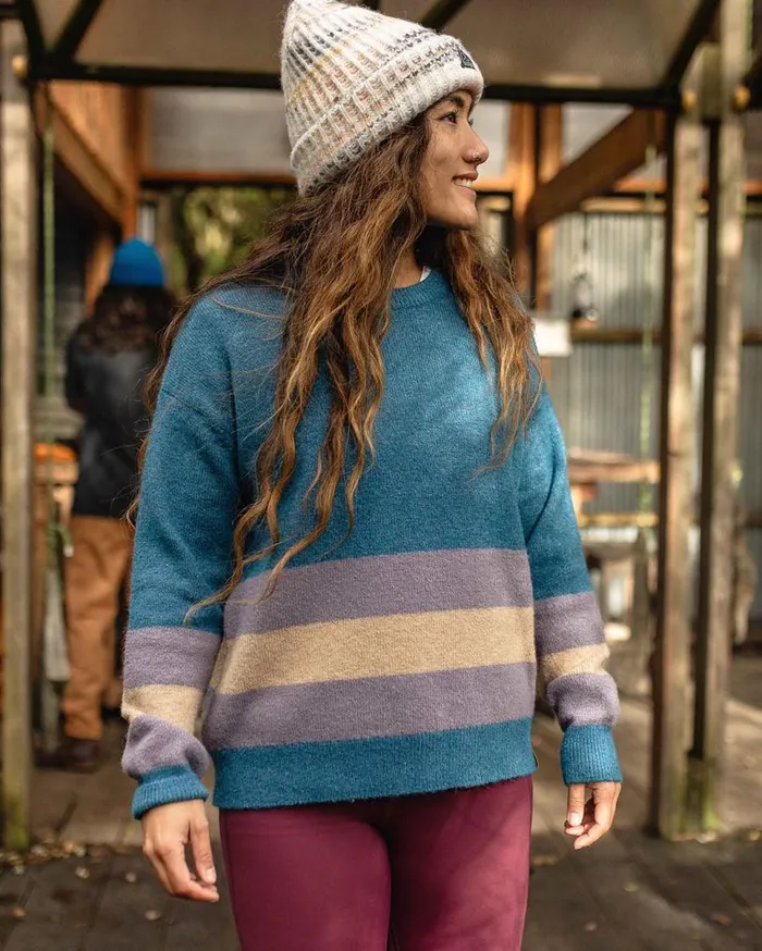 Passenger Clothing Bay Recycled Knitted Jumper Blue Coral Women Knitwear