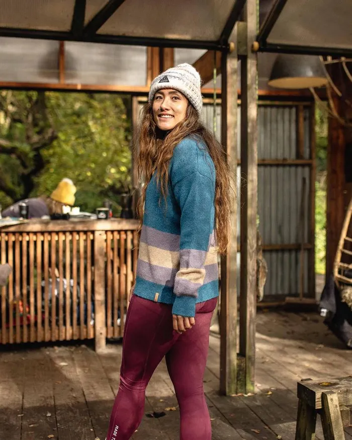 Passenger Clothing Bay Recycled Knitted Jumper Blue Coral Women Knitwear