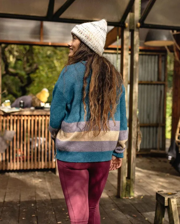 Passenger Clothing Bay Recycled Knitted Jumper Blue Coral Women Knitwear