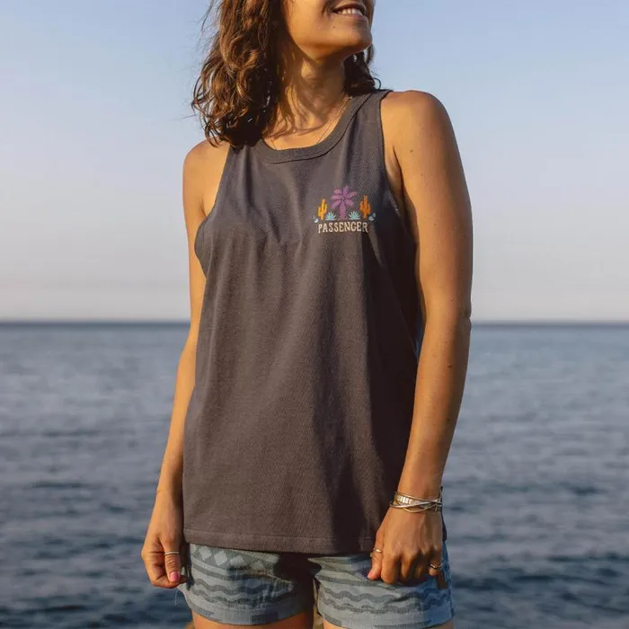 Passenger Clothing Cactus Recycled Cotton Vest Faded Black Women Tops and TShirts