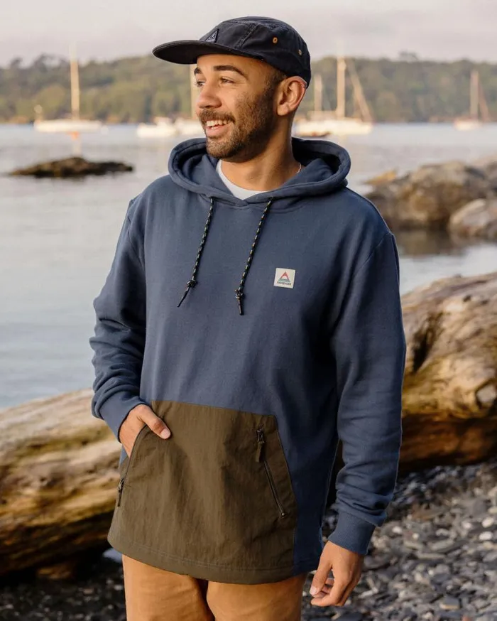 Passenger Clothing Cliff Recycled Cotton Hoodie Dark Denim Men Hoodies and Sweatshirts