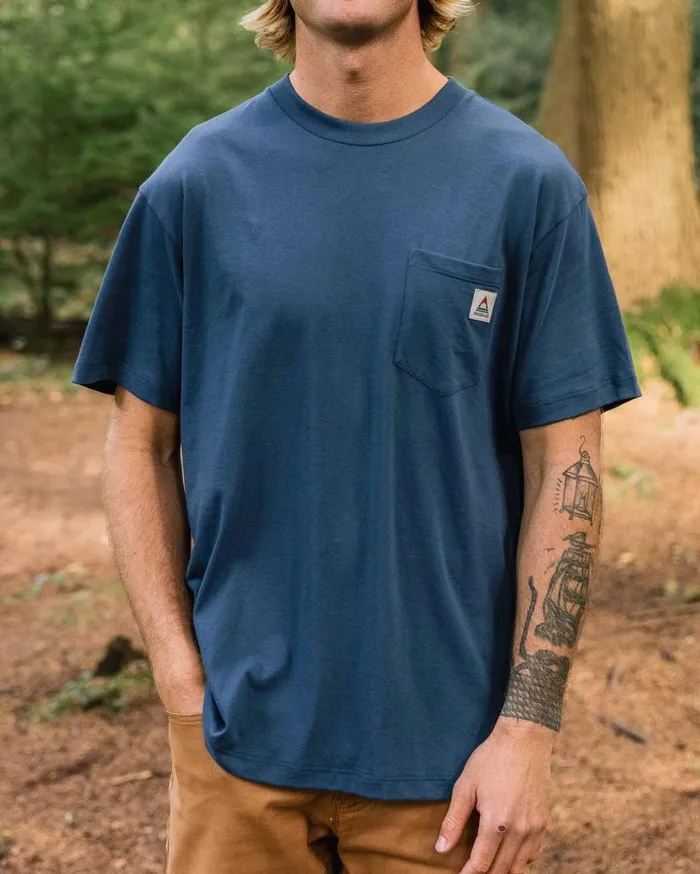 Passenger Clothing Heritage Recycled Relaxed Fit TShirt Dark Denim Men TShirts and Vests