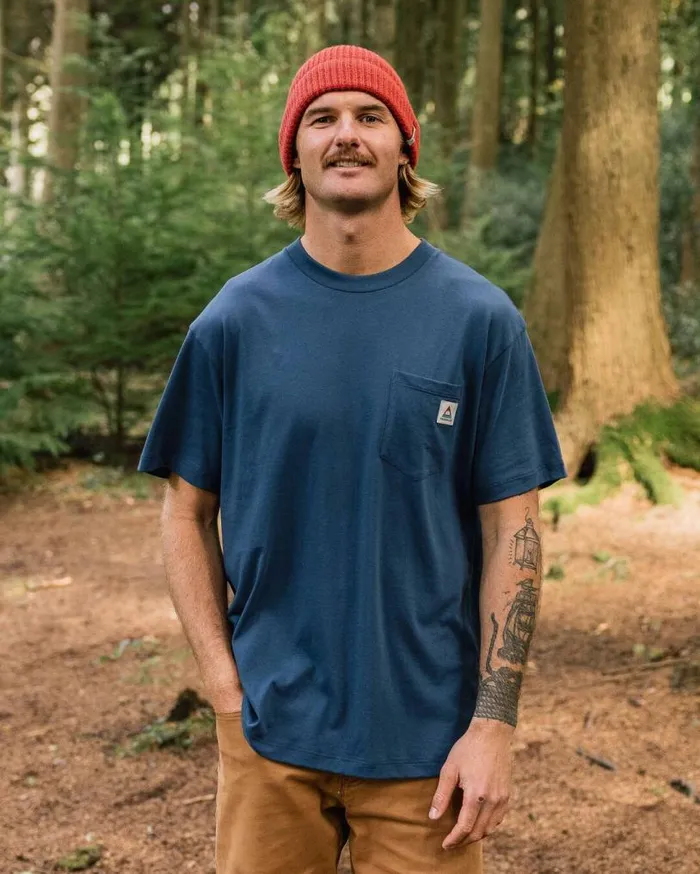Passenger Clothing Heritage Recycled Relaxed Fit TShirt Dark Denim Men TShirts and Vests