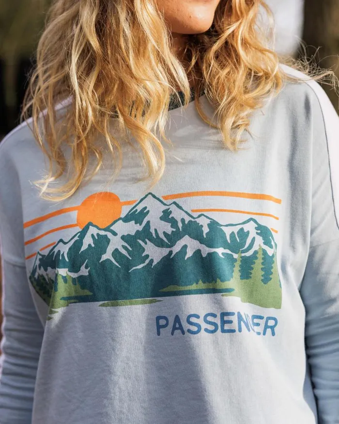Passenger Clothing Hilltop Organic Cotton LS TShirt Blue Fog Women Tops and TShirts