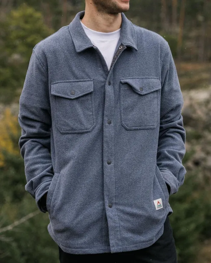 Passenger Clothing Maple Recycled Polar Fleece Shirt Navy Marl Men Shirts