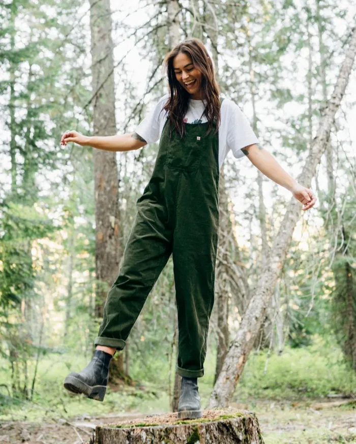 Passenger Clothing Meadows Organic Cotton Cord Dungarees Fir Tree Women Dungarees and Trousers