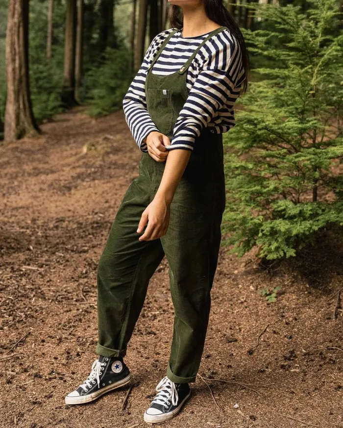Passenger Clothing Meadows Organic Cotton Cord Dungarees Fir Tree Women Dungarees and Trousers