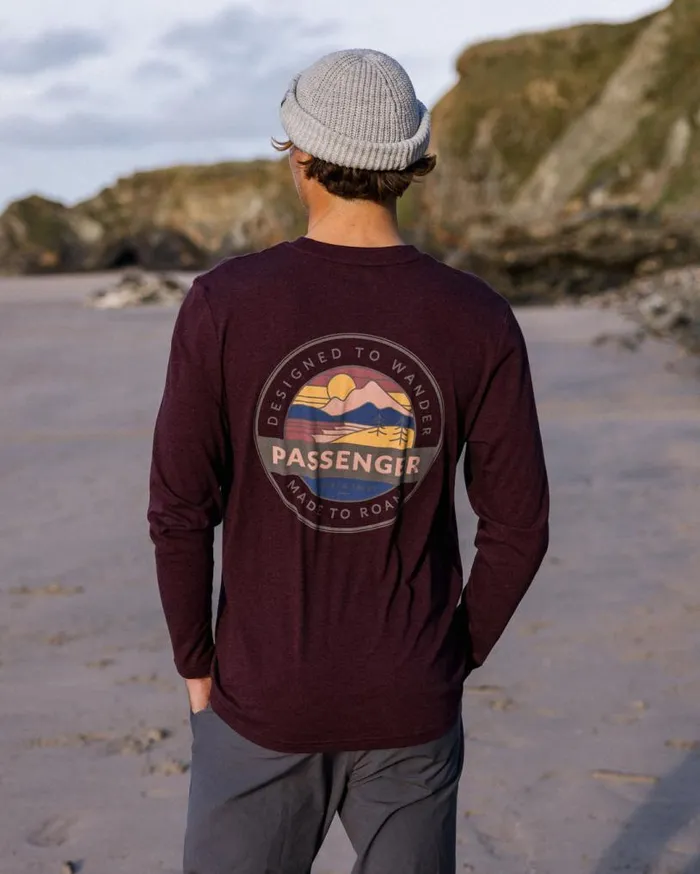 Passenger Clothing Odyssey Recycled Cotton LS TShirt Wine Marl Men TShirts and Vests