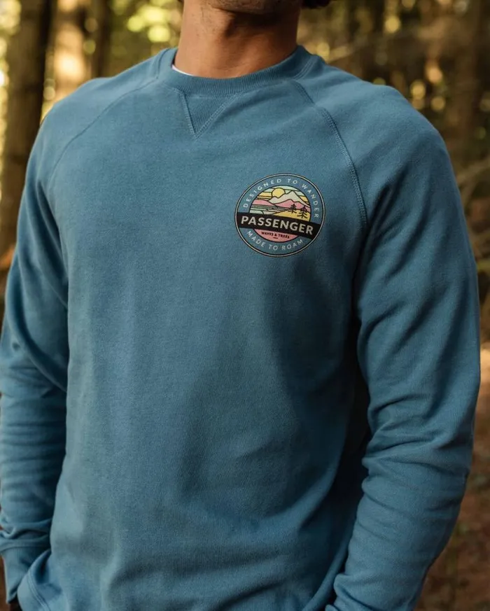 Passenger Clothing Odyssey Recycled Cotton Sweatshirt Blue Steel Men Hoodies and Sweatshirts