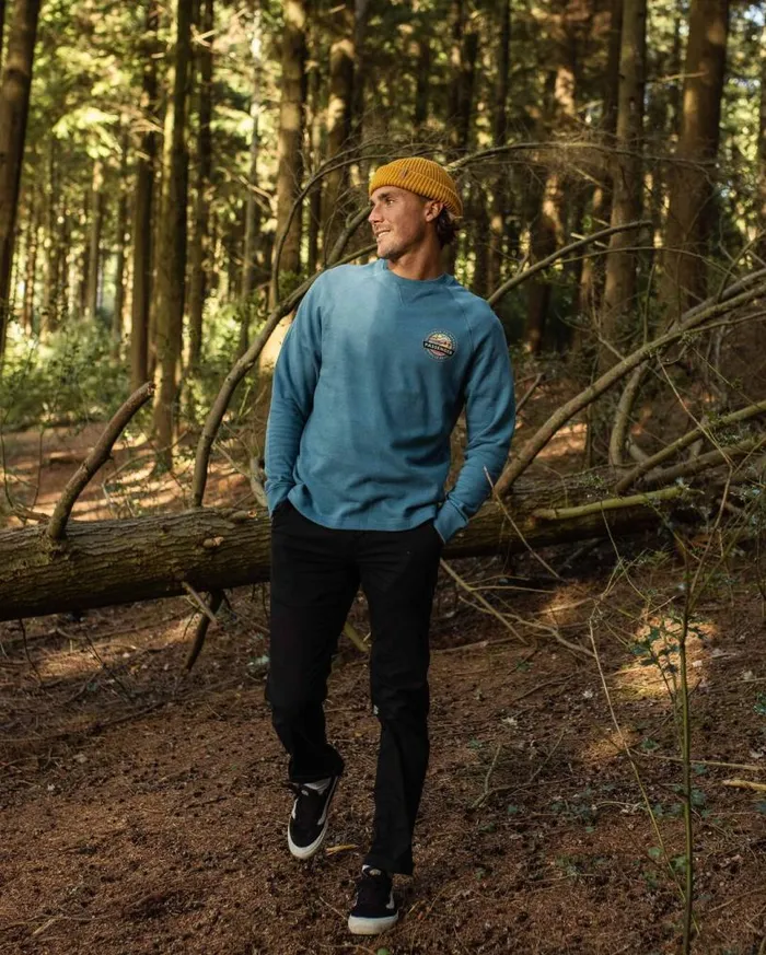 Passenger Clothing Odyssey Recycled Cotton Sweatshirt Blue Steel Men Hoodies and Sweatshirts