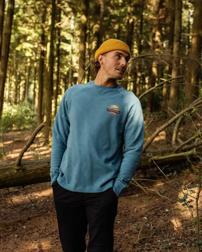 Passenger Clothing Odyssey Recycled Cotton Sweatshirt Blue Steel Men Hoodies and Sweatshirts