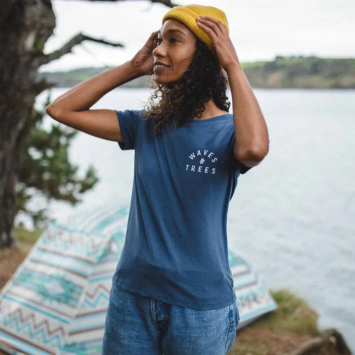 Passenger Clothing Penida Recycled Cotton TShirt Dark Denim Women Tops and TShirts