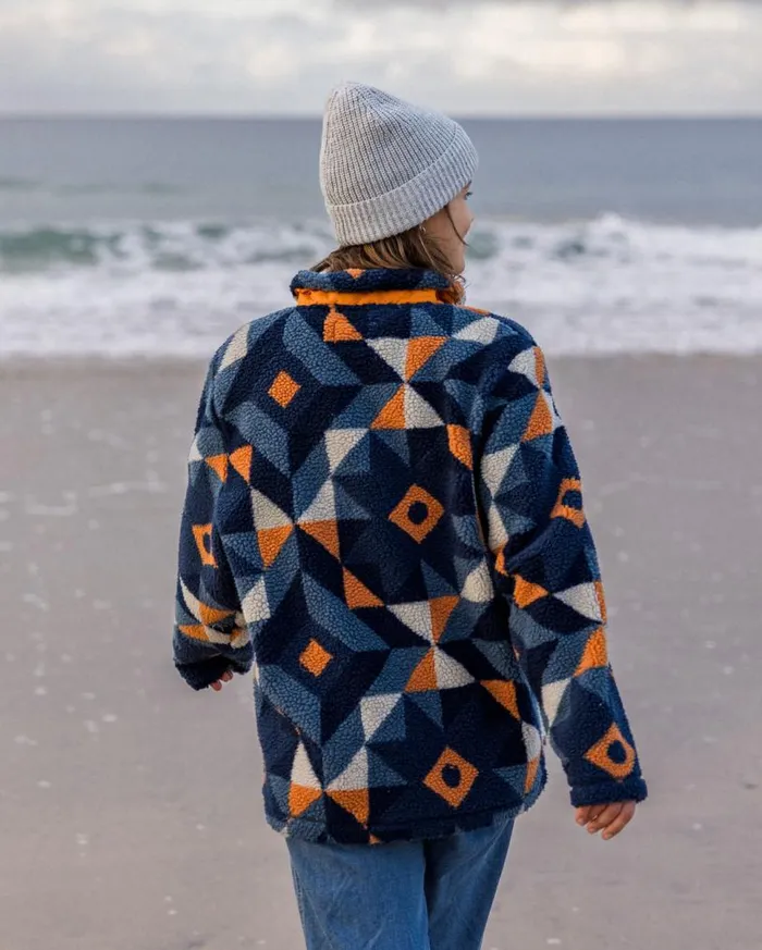 Passenger Clothing Perouse Recycled DeepPile Sherpa Fleece Homespun Dark Denim Women Fleece