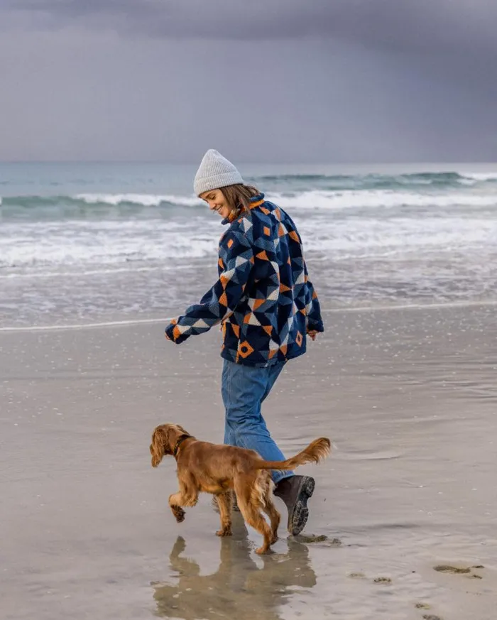 Passenger Clothing Perouse Recycled DeepPile Sherpa Fleece Homespun Dark Denim Women Fleece