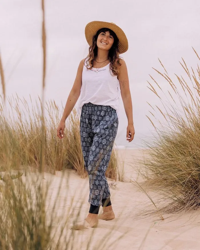 Passenger Clothing Puerto Recycled Cotton Trouser Tile Dark Denim Women Dungarees and Trousers